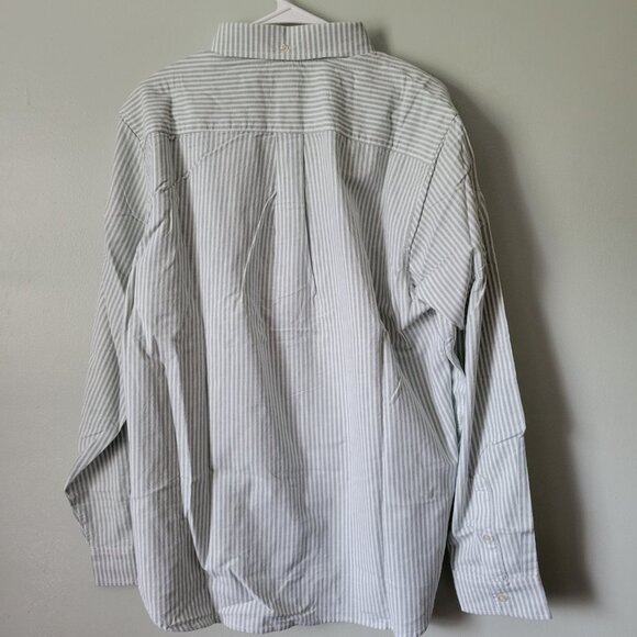 GAP Oxford Shirt Men's Large Green/White Striped Button Down Dress Shirt NWT - Picture 8 of 10